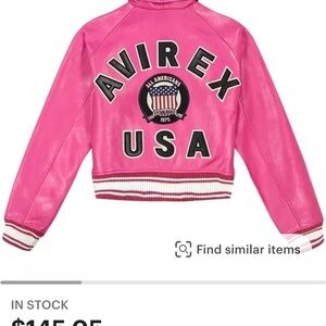 Avirex Pink Leather Jacket with USA Patch